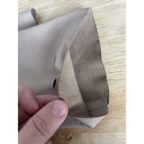 AK ANNE KLEIN Tan Cutaway Leather Jacket Blazer Button Stand Up Collar Sz M - Picture 8 of 10